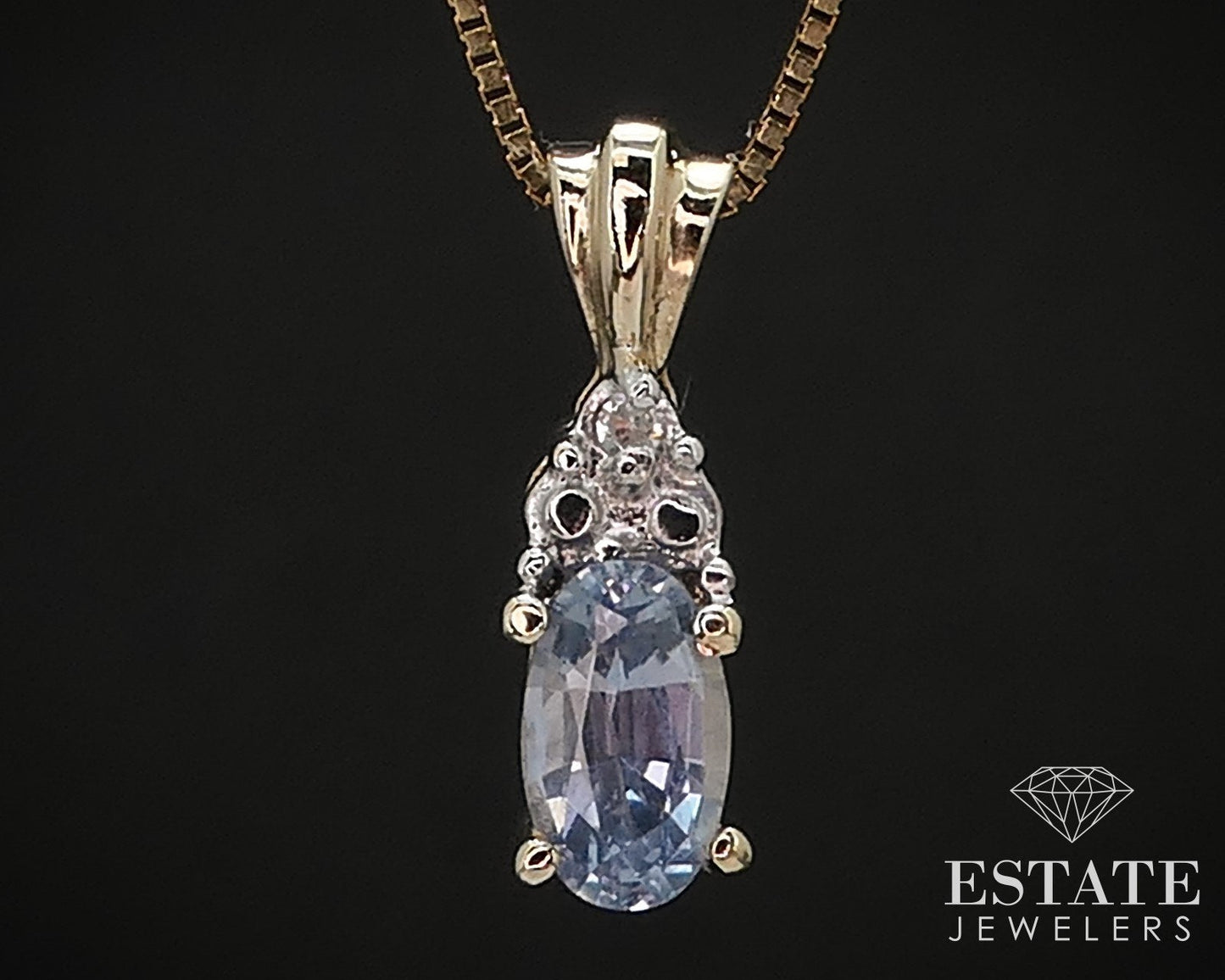 10k Yellow Gold Natural Purple Sapphire & Diamond Necklace 1.2g i16765