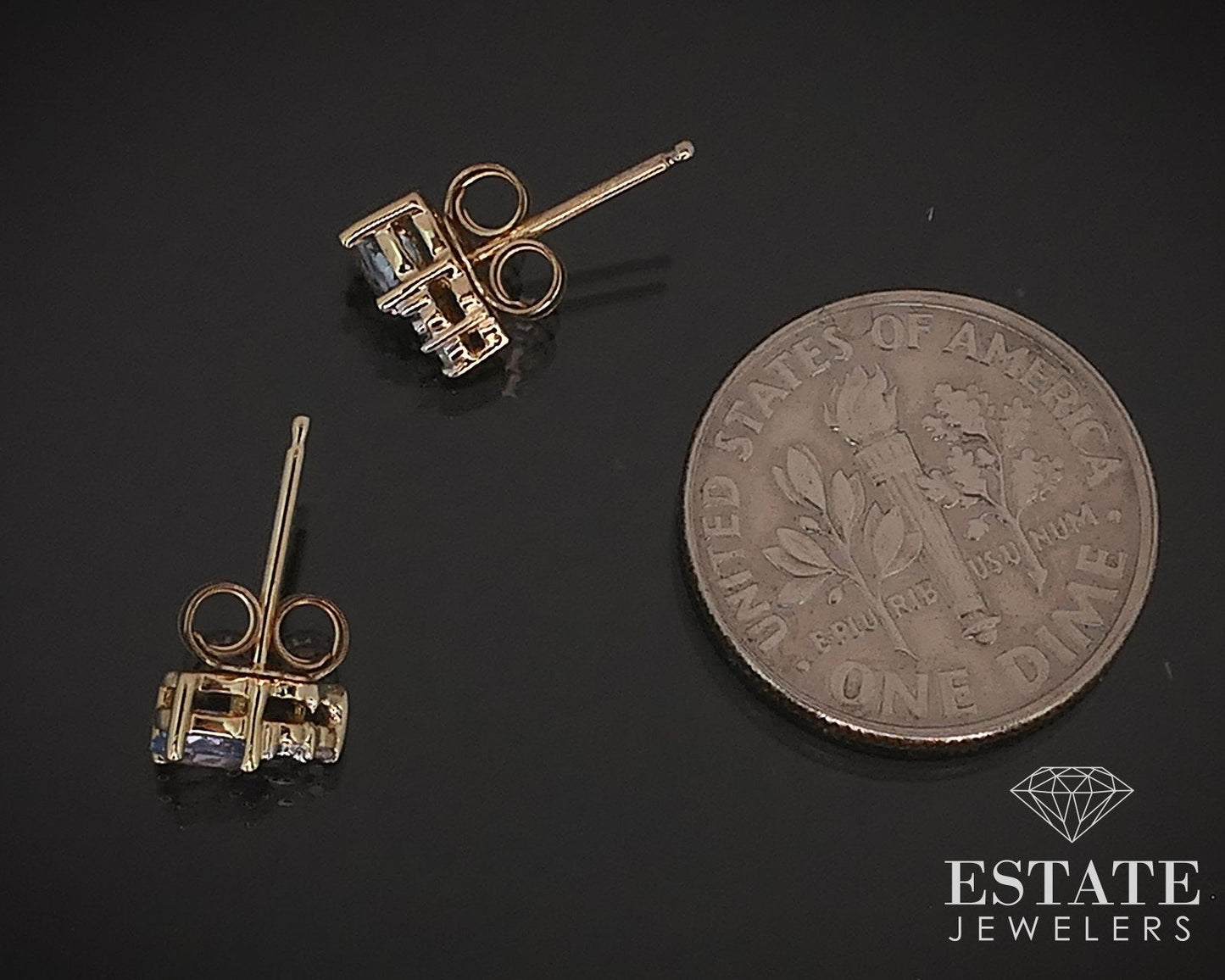 10k Yellow Gold Natural Purple Sapphire & Diamond Stud Earrings i16763