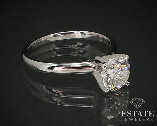 Platinum IGI LEO Round Natural .95ct Diamond Solitaire Engagement Ring 3g i16785