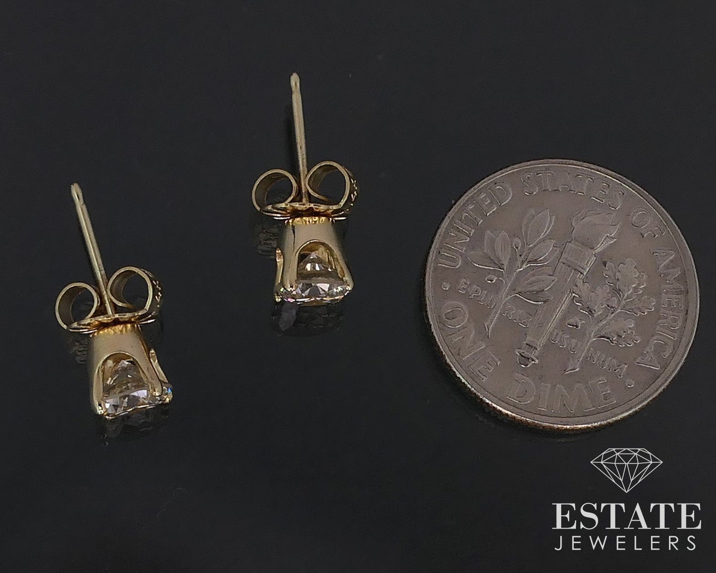 14k Yellow Gold Round Natural .86ctw Diamond Stud Earrings i16794