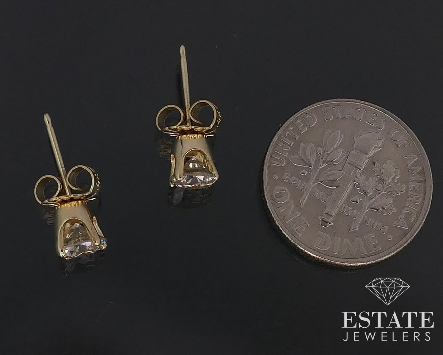 14k Yellow Gold Round Natural .86ctw Diamond Stud Earrings i16794