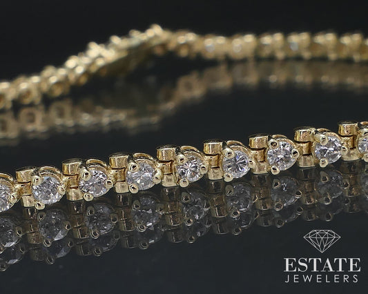 14k Yellow Gold Round 1.60ctw Natural Diamond Tennis Bracelet 8.5g 7.25"L i16793