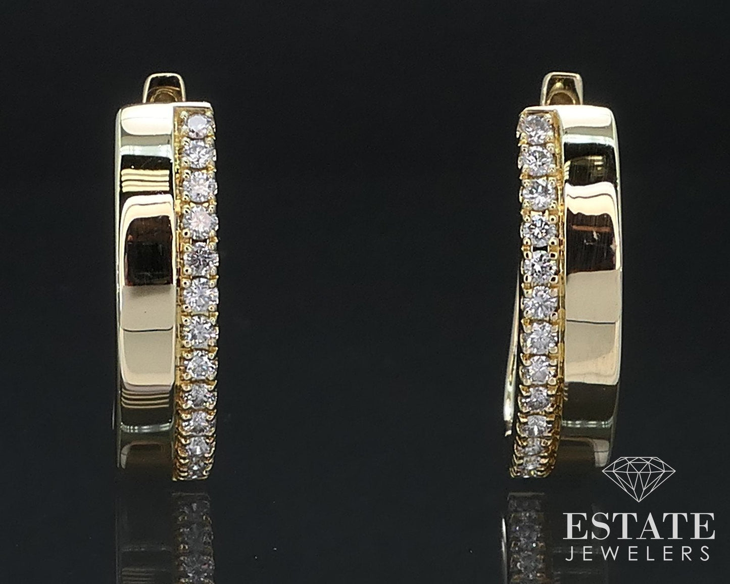 14k Yellow Gold Natural .50ctw Diamond Hoop Ladies Earrings 6.1g i16798
