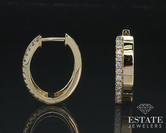 14k Yellow Gold Natural .50ctw Diamond Hoop Ladies Earrings 6.1g i16798