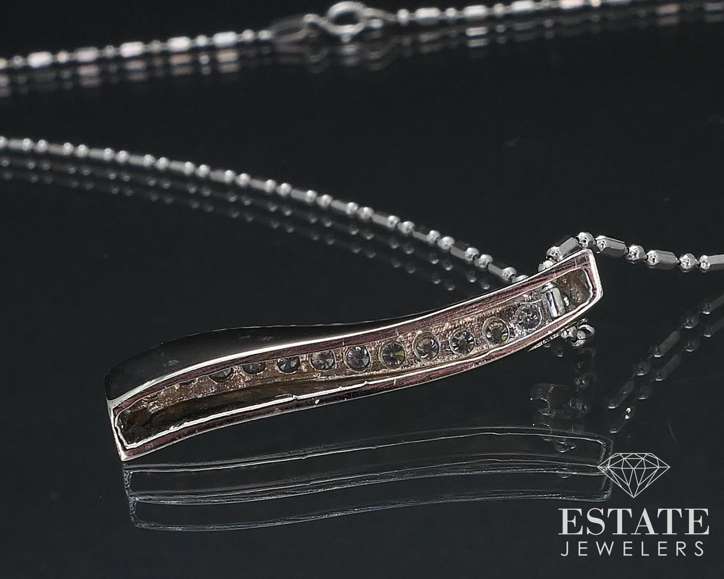 14k White Gold Natural .25ctw Diamond Journey Waterfall Necklace 5.4g i16805