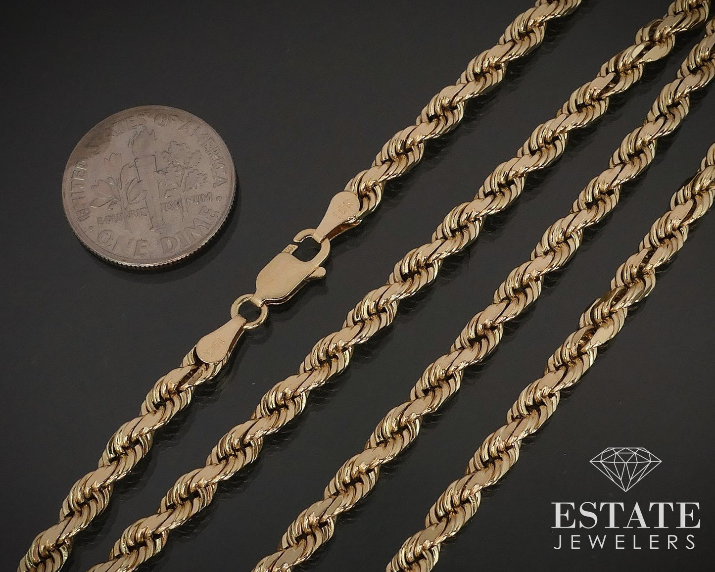 10k Yellow Gold Diamond Cut 3.3mm Link Chain Necklace 23g 20"L i16863