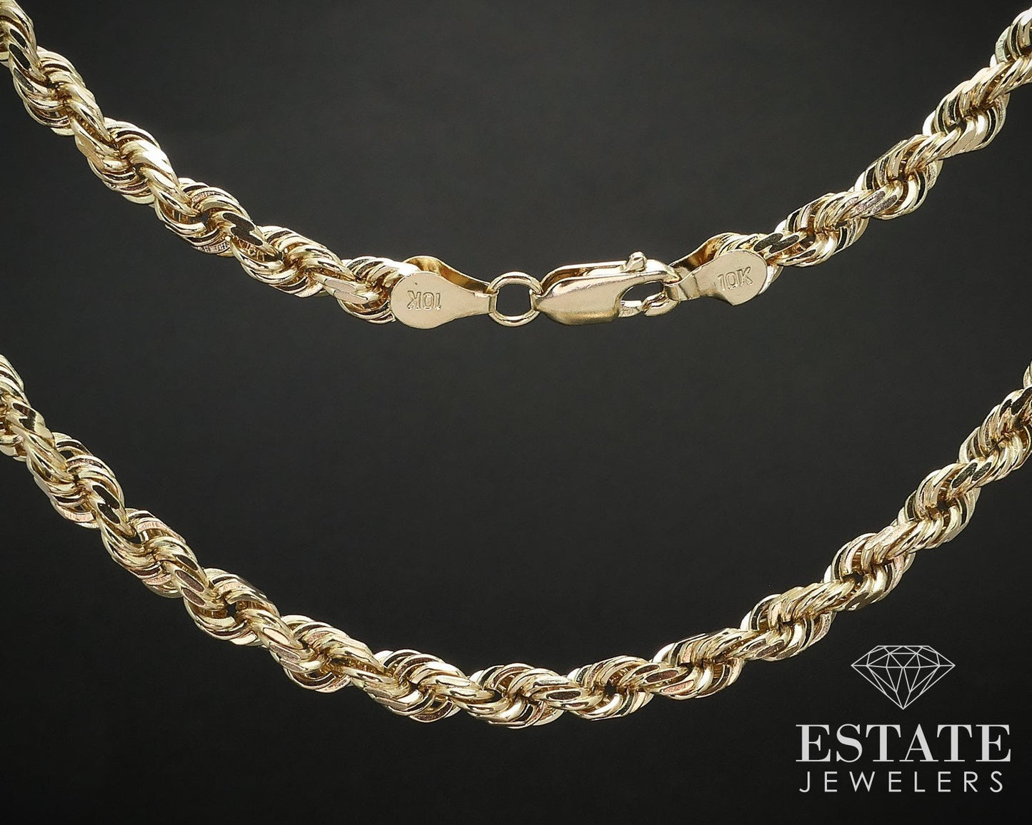 10k Yellow Gold Diamond Cut 2.7mm Rope Chain Mens Necklace 42.9g 26"L i16914