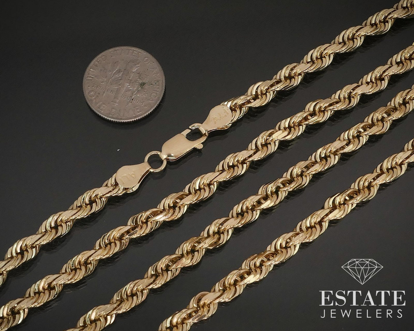 10k Yellow Gold Diamond Cut 2.7mm Rope Chain Mens Necklace 42.9g 26"L i16914