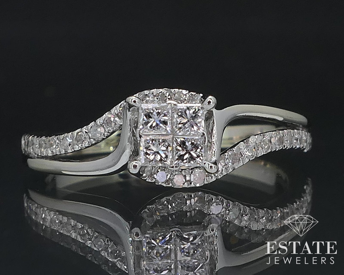 14k White Gold Invisible Set Natural .15ctw Diamond Engagement Ring 2g i16817