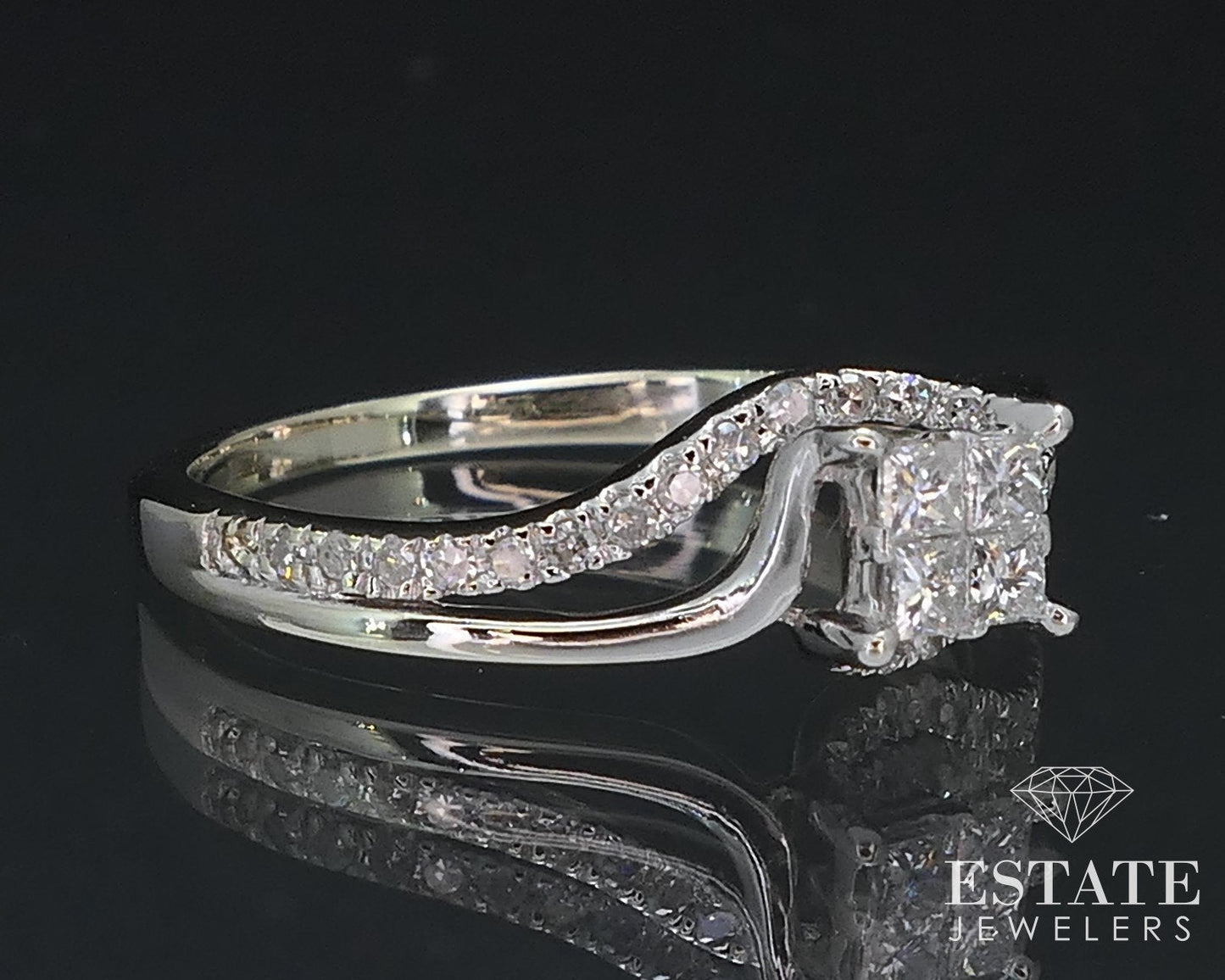 14k White Gold Invisible Set Natural .15ctw Diamond Engagement Ring 2g i16817