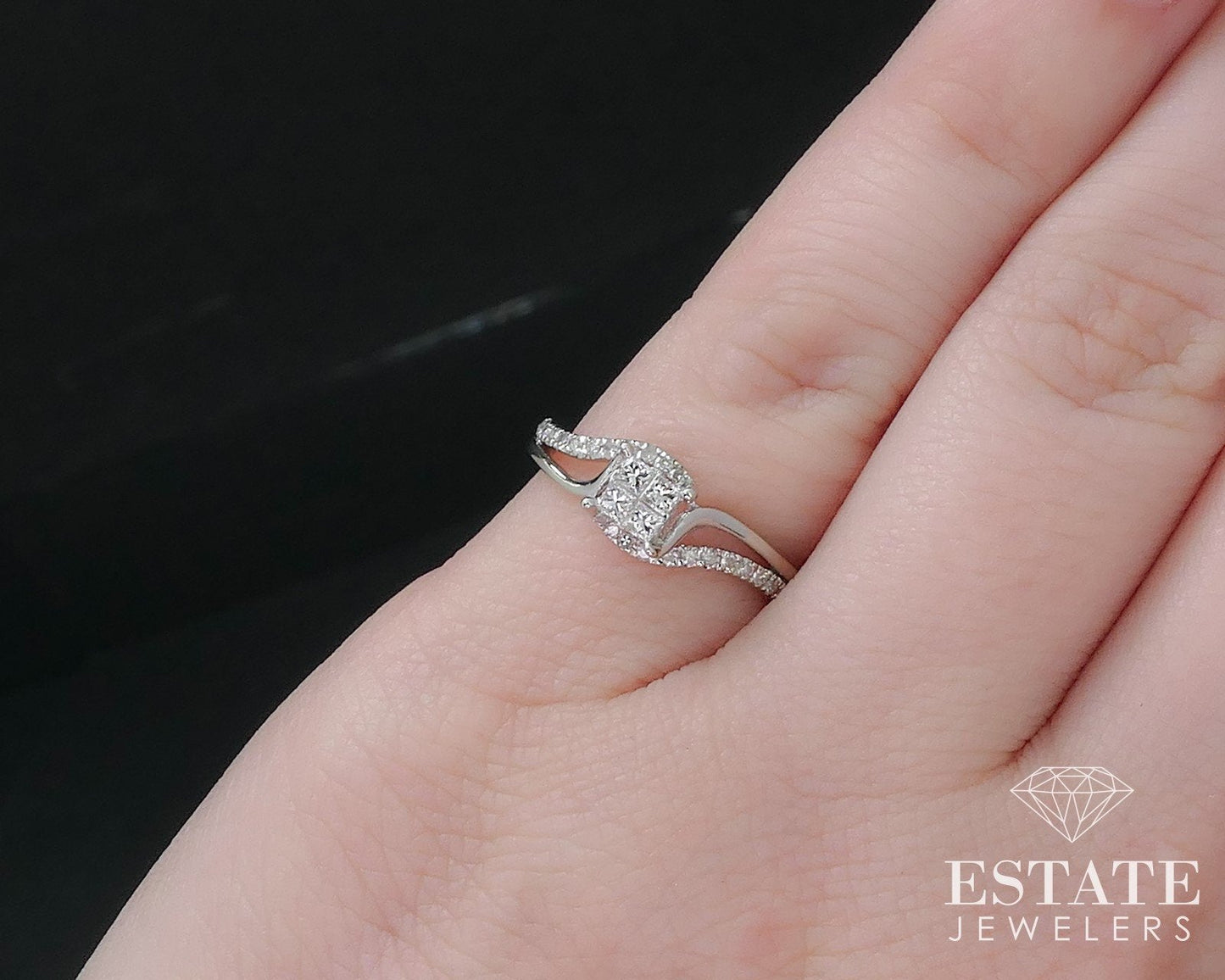 14k White Gold Invisible Set Natural .15ctw Diamond Engagement Ring 2g i16817