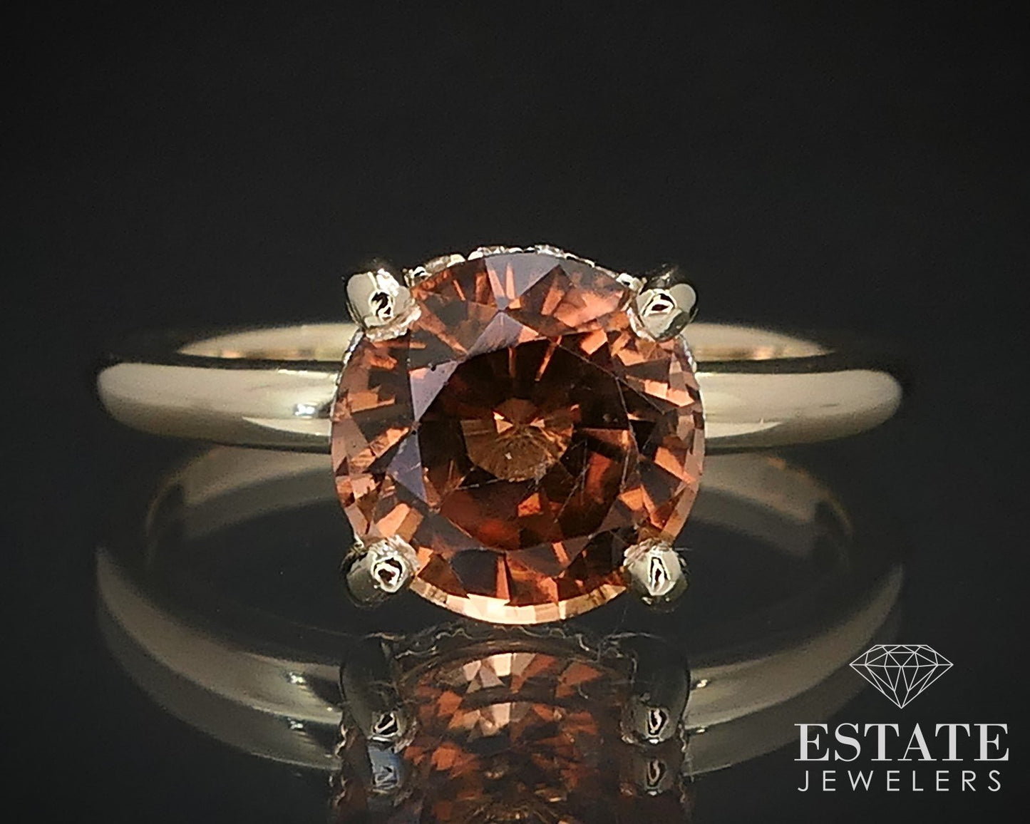 14K Yellow Gold 2.24ct Whiskey Tourmaline & Diamond Halo Engagement Ring i16820