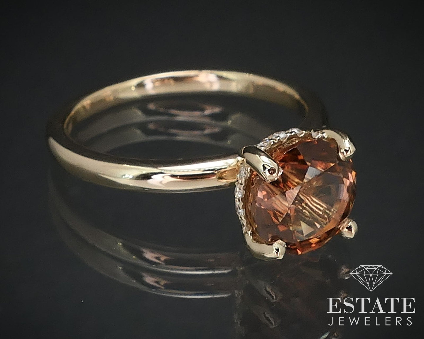 14K Yellow Gold 2.24ct Whiskey Tourmaline & Diamond Halo Engagement Ring i16820