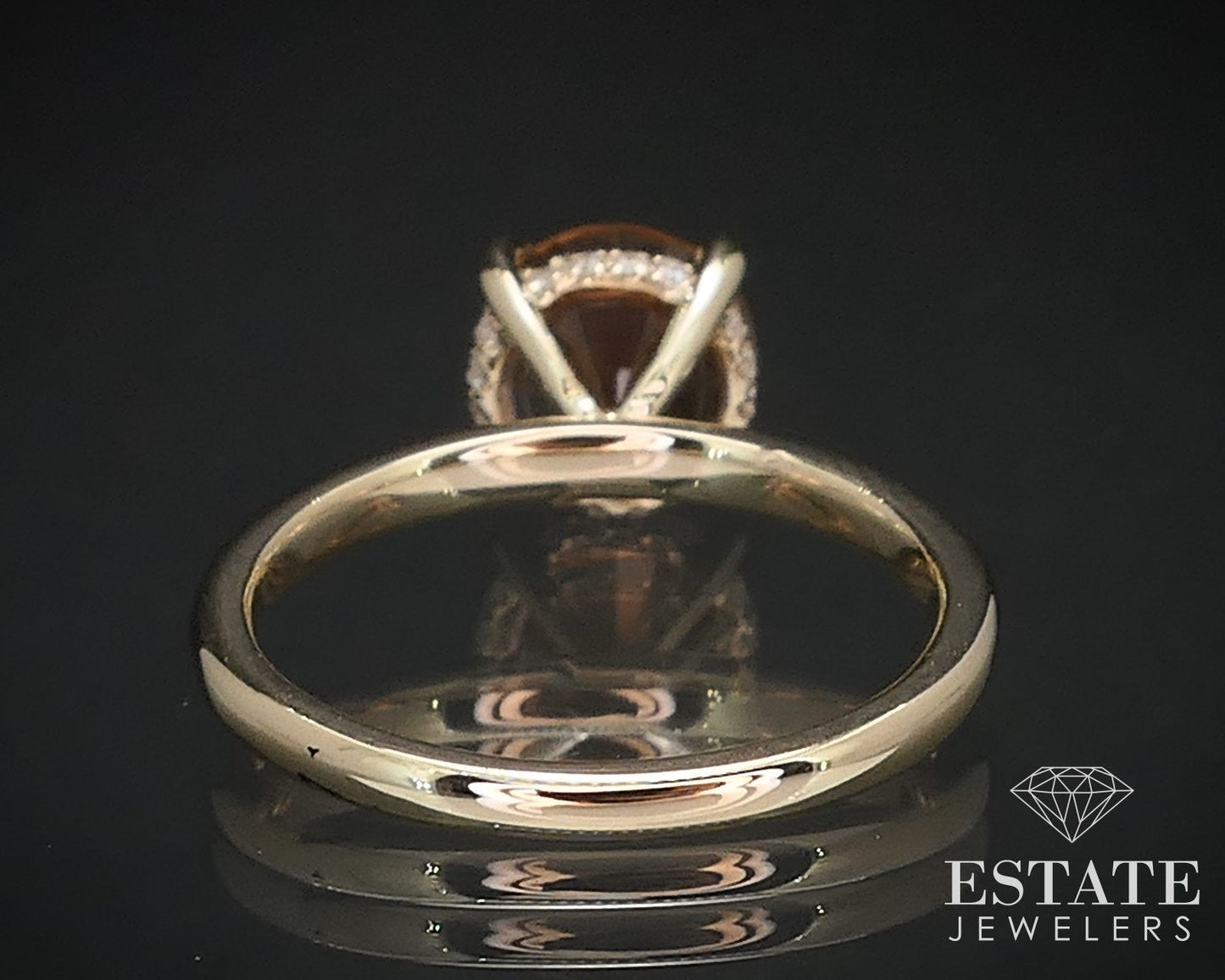 14K Yellow Gold 2.24ct Whiskey Tourmaline & Diamond Halo Engagement Ring i16820