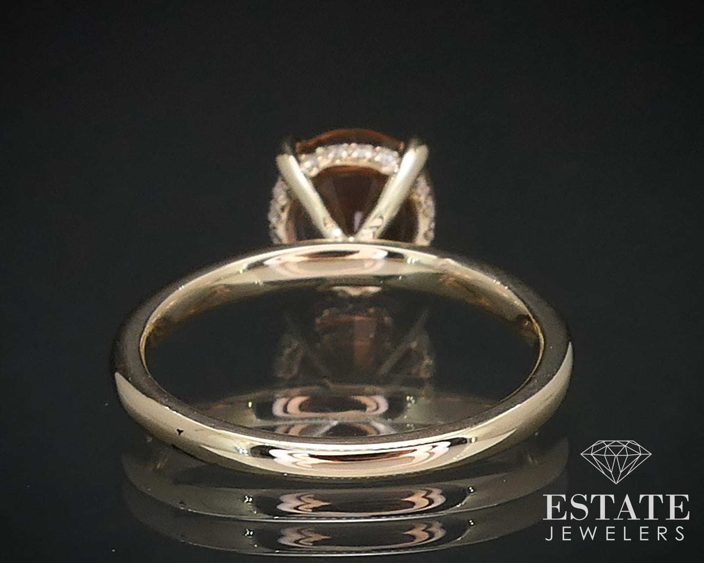 14K Yellow Gold 2.24ct Whiskey Tourmaline & Diamond Halo Engagement Ring i16820