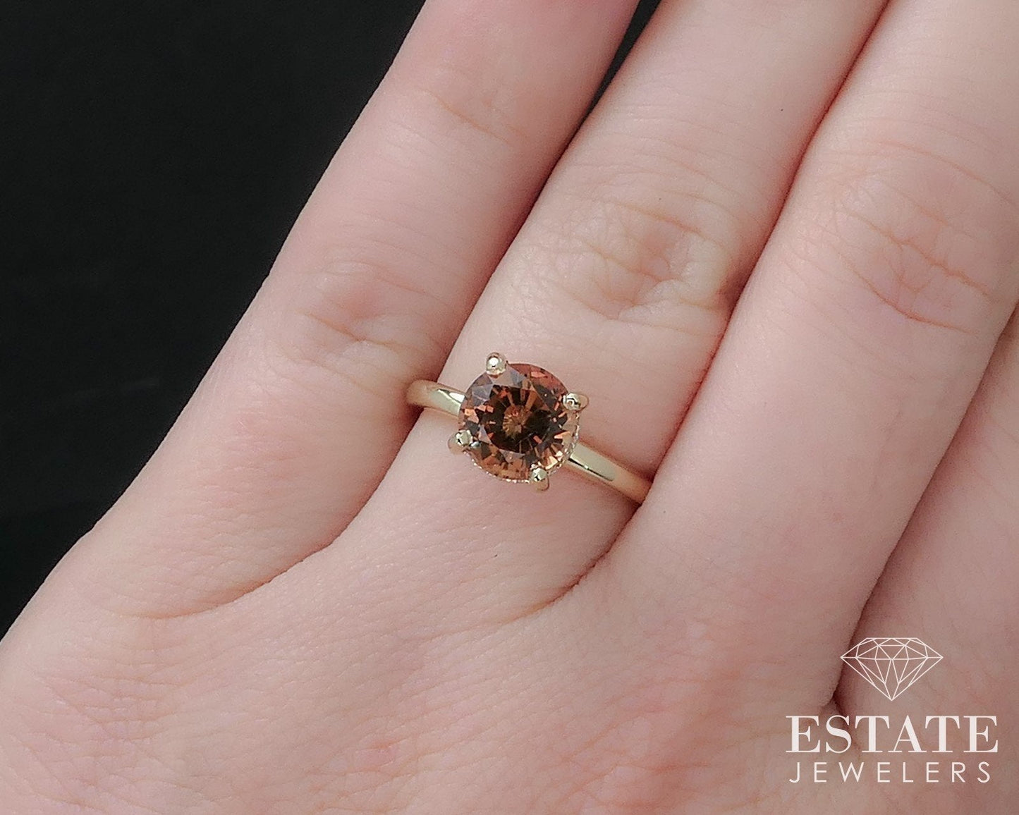 14K Yellow Gold 2.24ct Whiskey Tourmaline & Diamond Halo Engagement Ring i16820