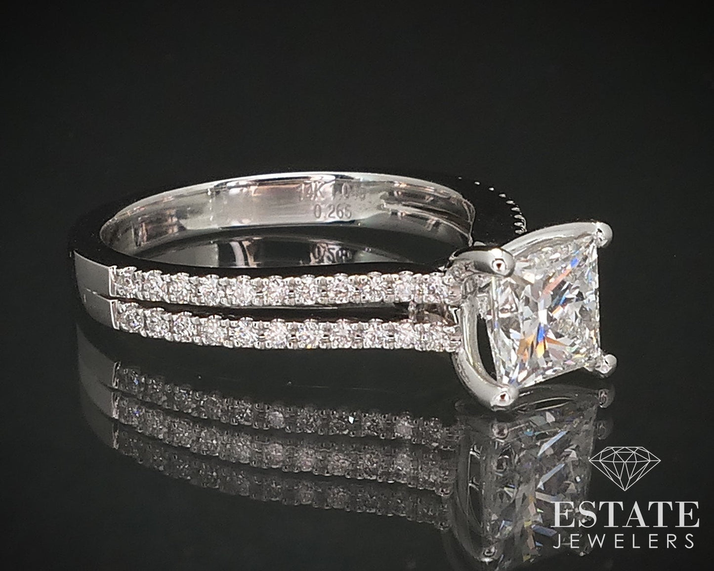 14k White Gold GIA Princess Natural 1.04ct Diamond Engagement Ring 4.1g i16856