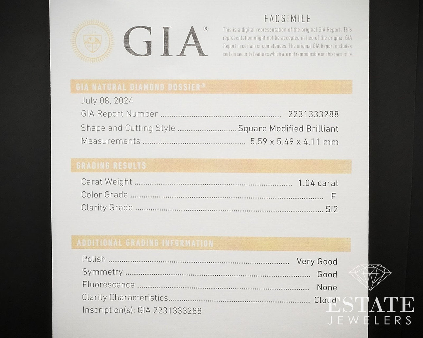 14k White Gold GIA Princess Natural 1.04ct Diamond Engagement Ring 4.1g i16856