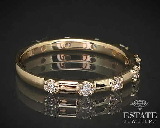 14k Yellow Gold Round Natural .28ctw Diamond Ladies Wedding Band 2g i16832