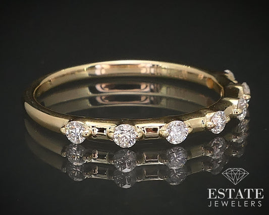 14k Yellow Gold Round Natural .22ctw Diamond Ladies Wedding Band 1.6g i16830