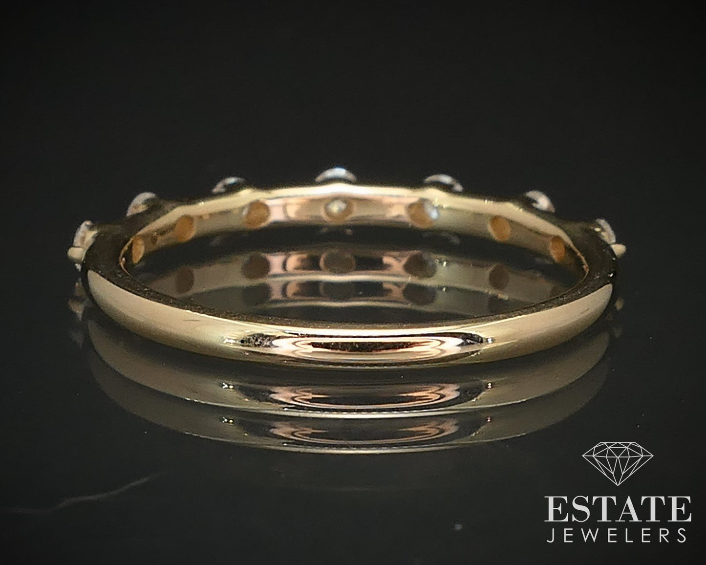14k Yellow Gold Round Natural .22ctw Diamond Ladies Wedding Band 1.6g i16830