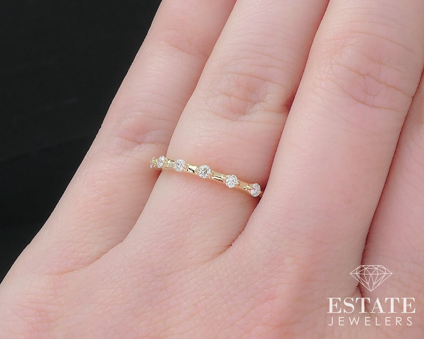 14k Yellow Gold Round Natural .22ctw Diamond Ladies Wedding Band 1.6g i16830