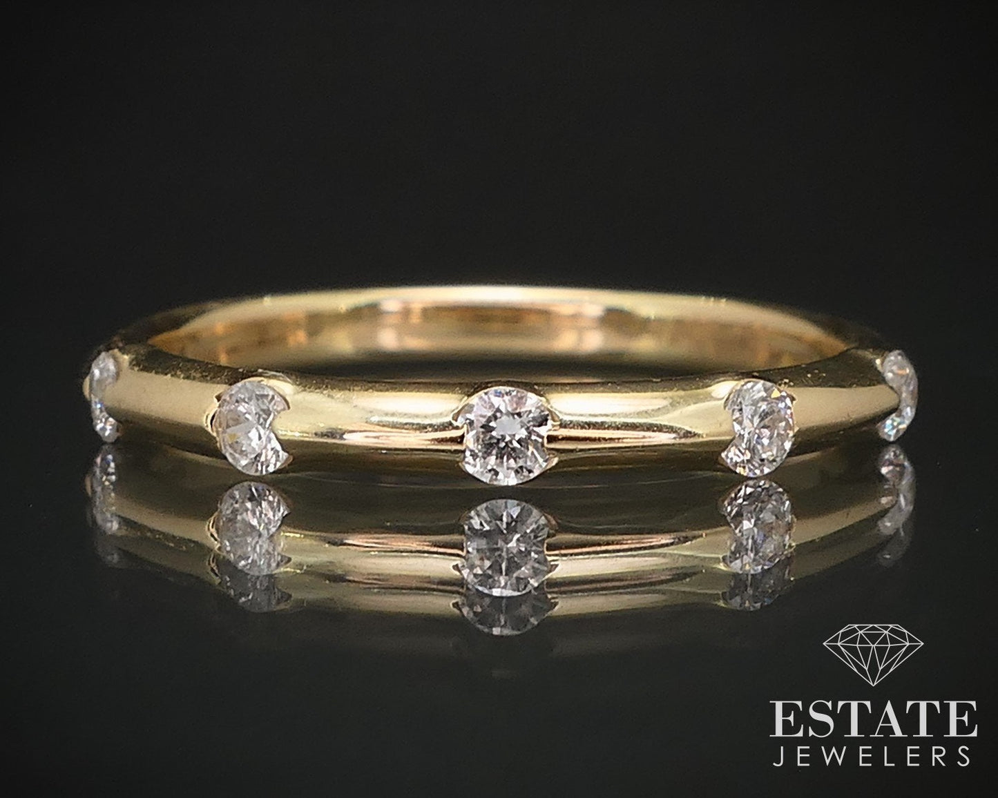 14k Yellow Gold Round Natural .18ctw Diamond Ladies Wedding Band 1.8g i16825