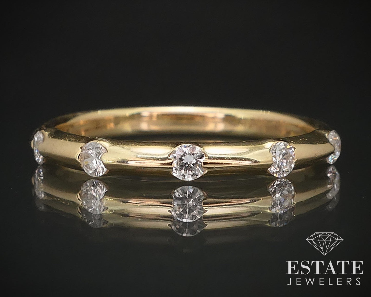 14k Yellow Gold Round Natural .18ctw Diamond Ladies Wedding Band 1.8g i16825