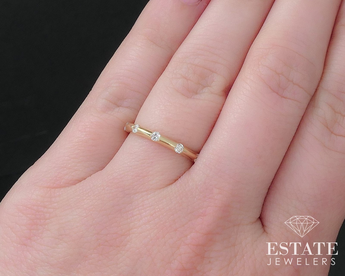 14k Yellow Gold Round Natural .18ctw Diamond Ladies Wedding Band 1.8g i16825