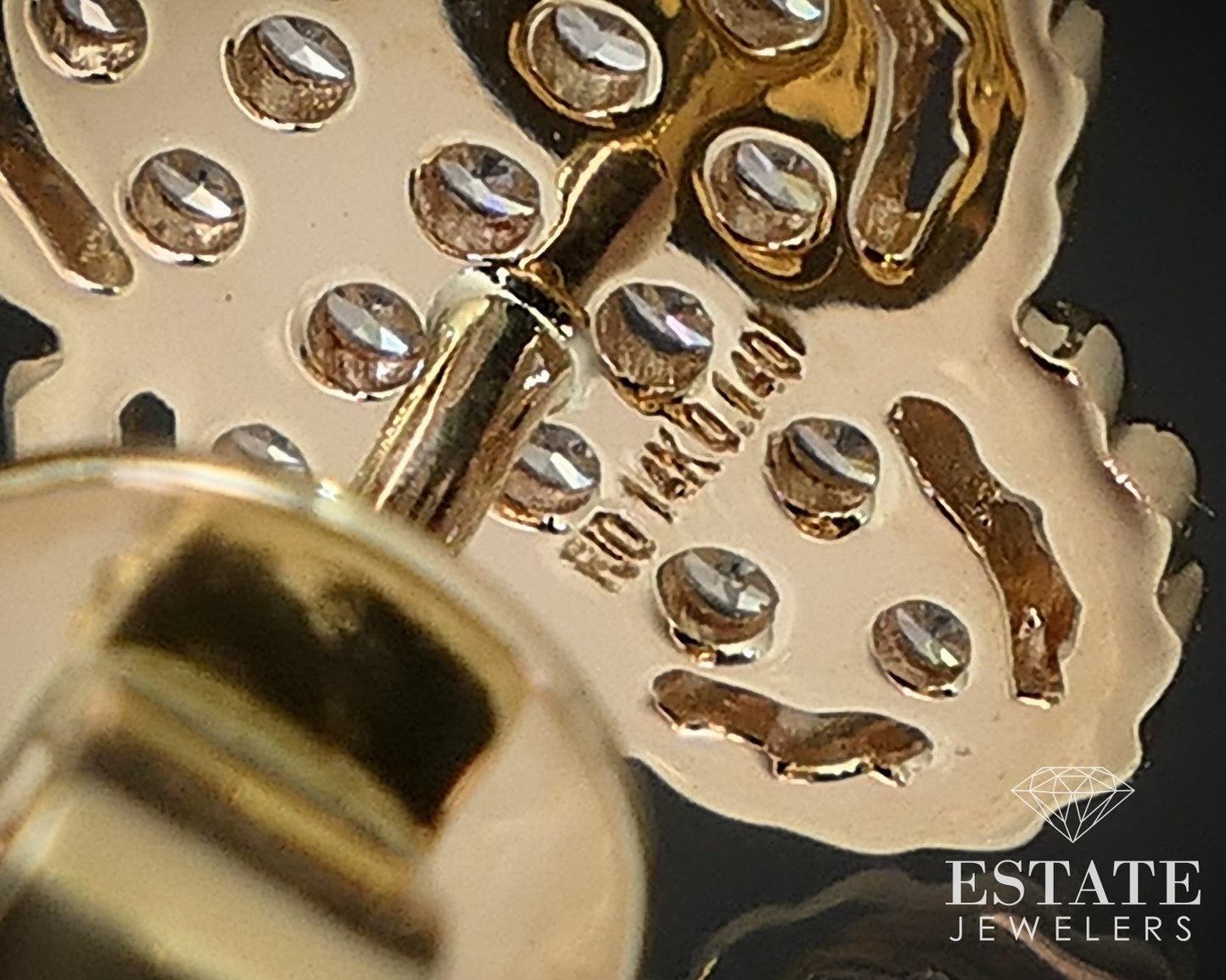 14k Yellow Gold Natural .28ctw Diamond Flower Stud Earrings 1.1g i16834