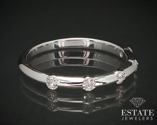 14k White Gold Round Natural .18ctw Diamond Ladies Wedding Band 1.8g i16824