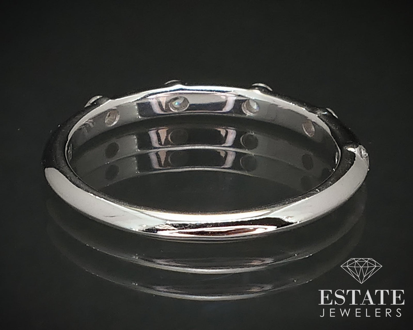 14k White Gold Round Natural .18ctw Diamond Ladies Wedding Band 1.8g i16824