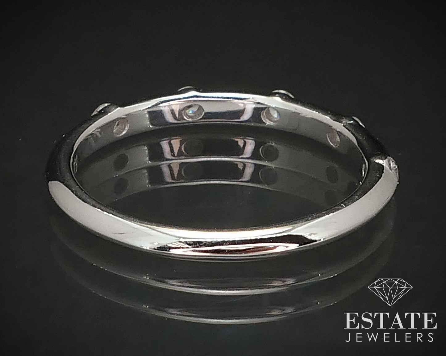 14k White Gold Round Natural .18ctw Diamond Ladies Wedding Band 1.8g i16824