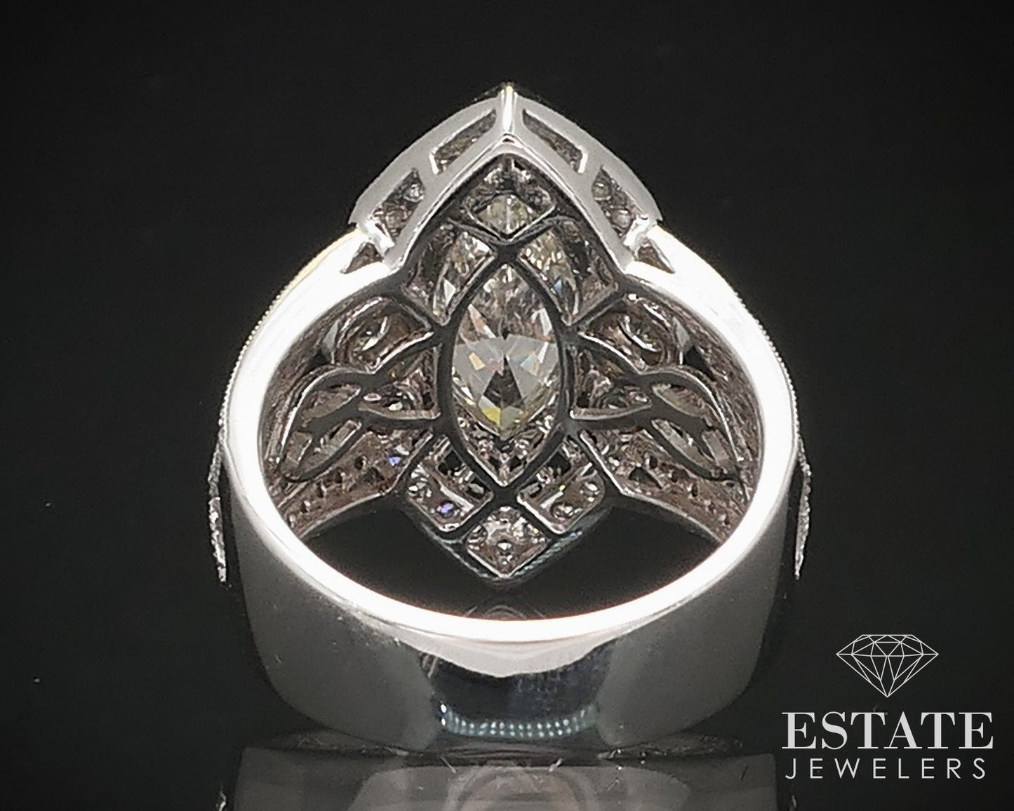 14k White Gold GIA Marquise Natural 2.16ctw Diamond Cocktail Ring 8.1g i16851
