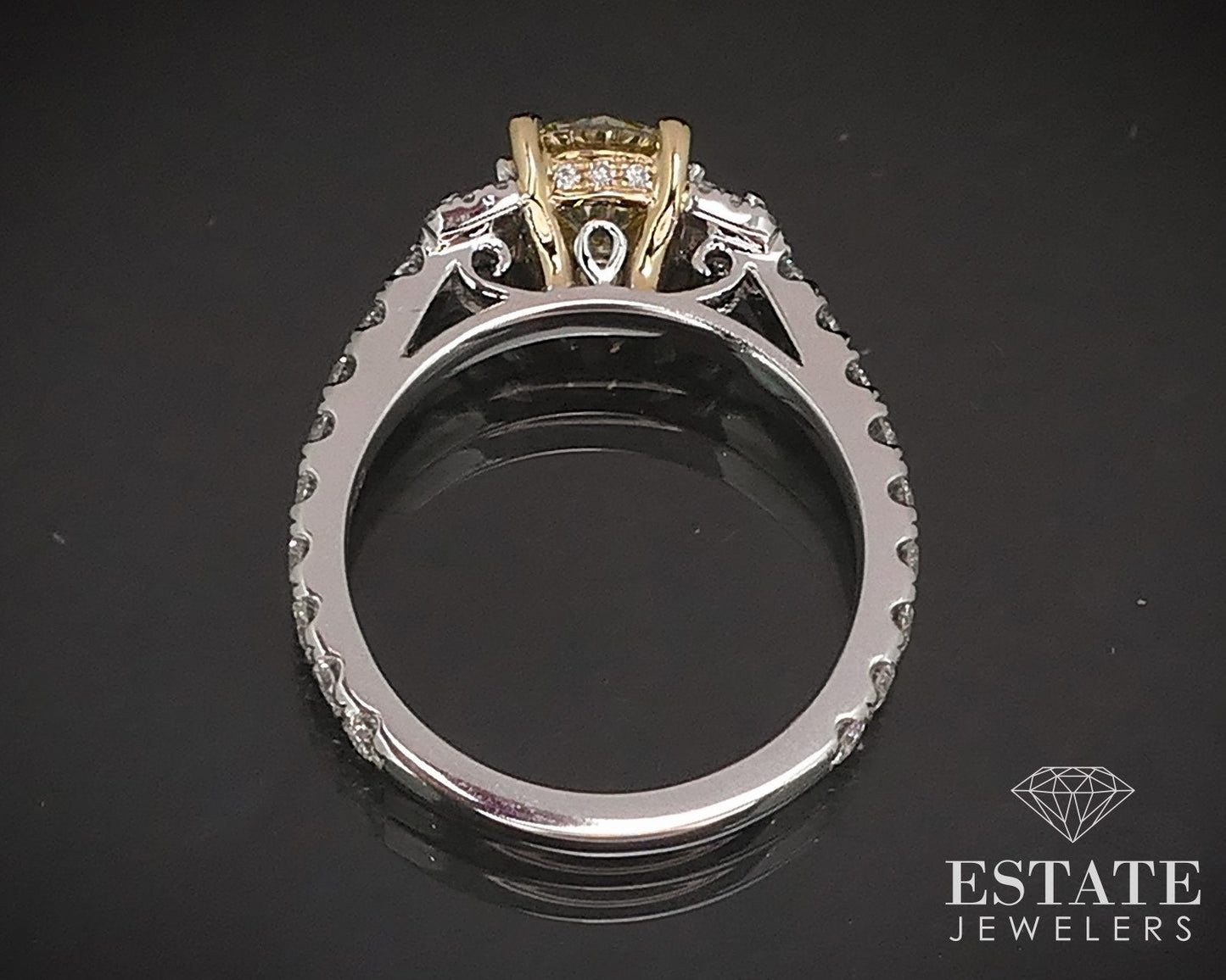 14k White Gold GIA Natural 1.65ctw Yellow Diamond Engagement Ring 3.9g i16854