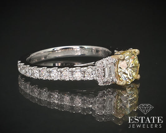 14k White Gold GIA Natural 1.65ctw Yellow Diamond Engagement Ring 3.9g i16854