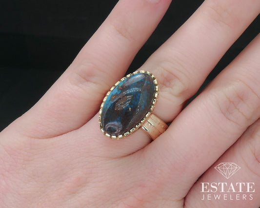 14k Yellow Gold Larry Golsh Pala Mission Lone Mountain Turquoise Ring 13g i16934