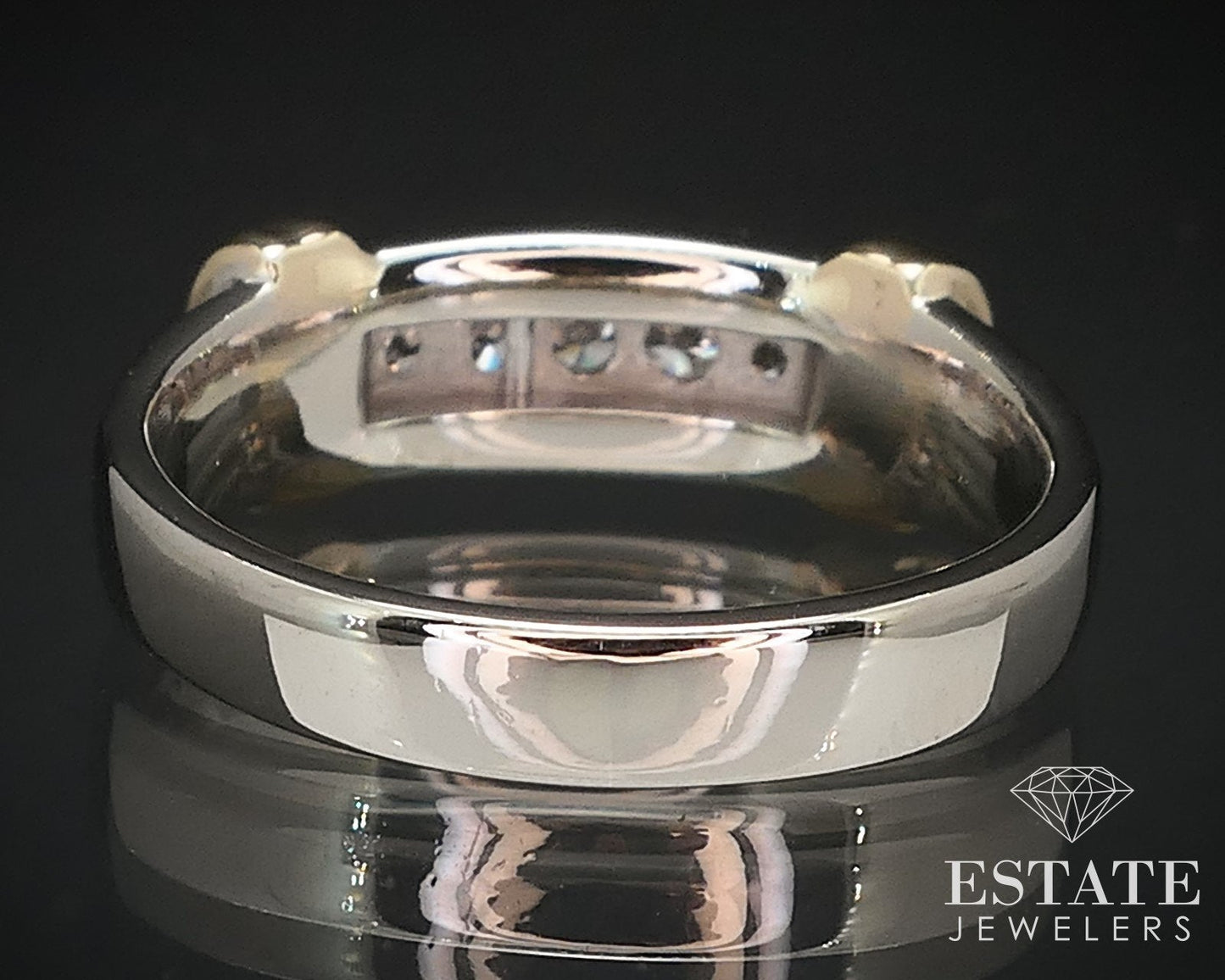 Vintage 14k Two Tone Gold Natural .25ctw Diamond Mens Band Ring 6.5g i16903