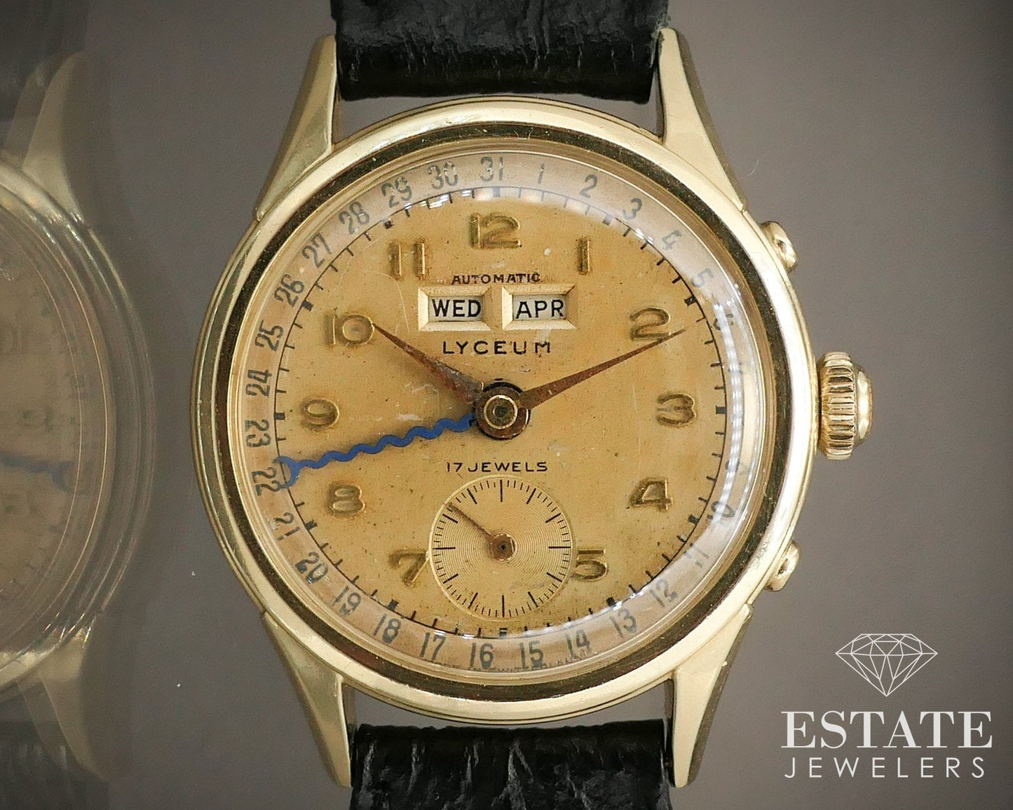 14k Yellow Gold Lyceum Heuer Triple Date Calendar Bumper 2698 Watch i13896