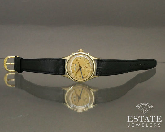 14k Yellow Gold Lyceum Heuer Triple Date Calendar Bumper 2698 Watch i13896