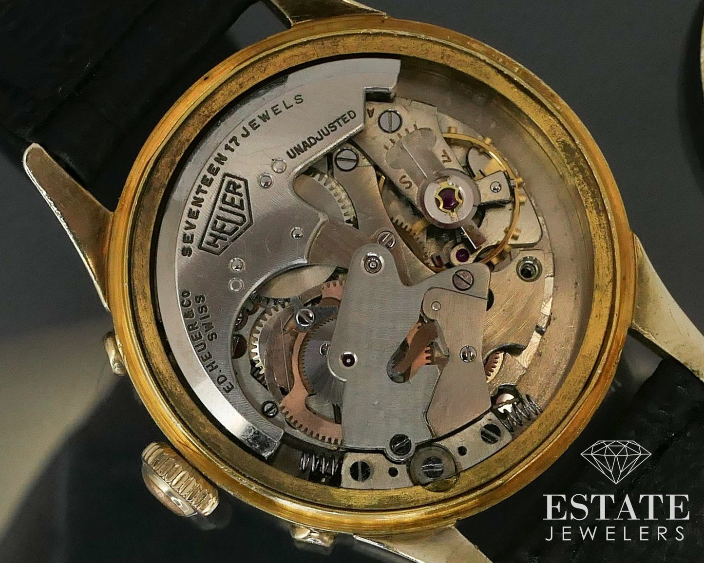 14k Yellow Gold Lyceum Heuer Triple Date Calendar Bumper 2698 Watch i13896