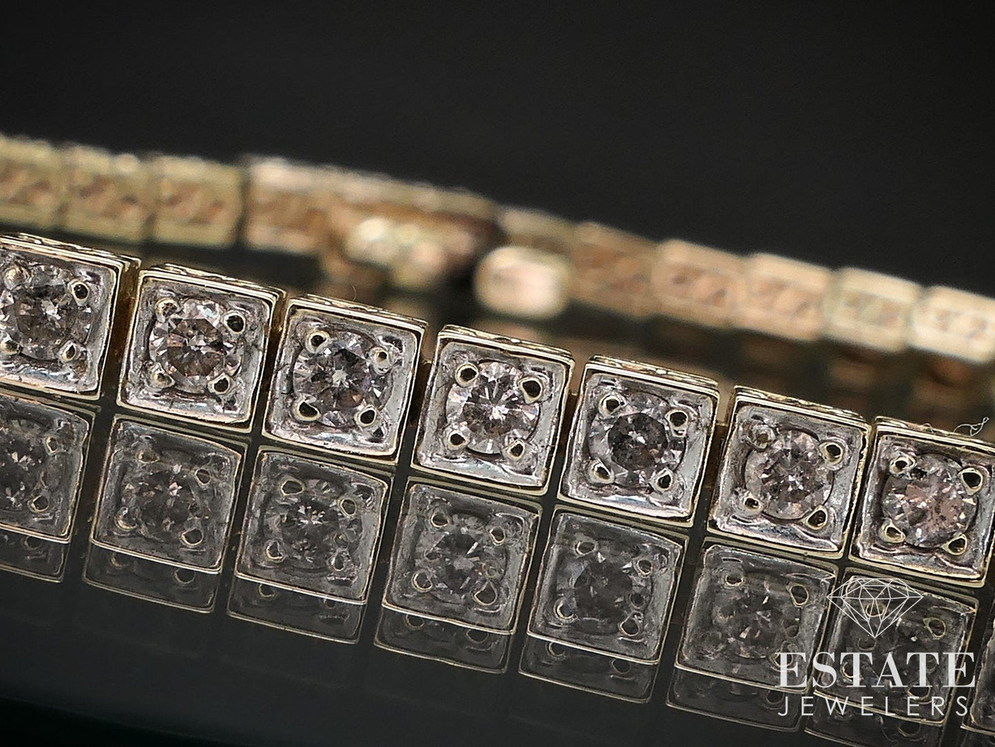 Vintage 14k Yellow Gold Natural 1.5ctw Diamond Tennis Bracelet 10g 7.5"L i17001
