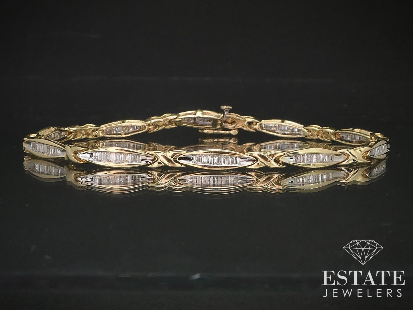 14k Yellow Gold Natural 1.25ctw Diamond Tennis Ladies Bracelet 9g 7.5"L i17062b