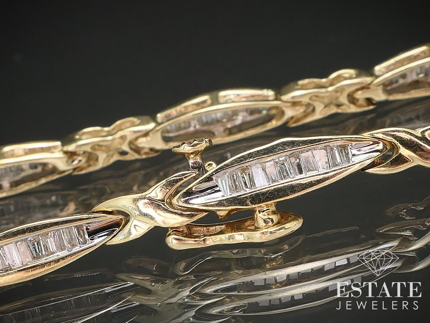 14k Yellow Gold Natural 1.25ctw Diamond Tennis Ladies Bracelet 9g 7.5"L i17062b