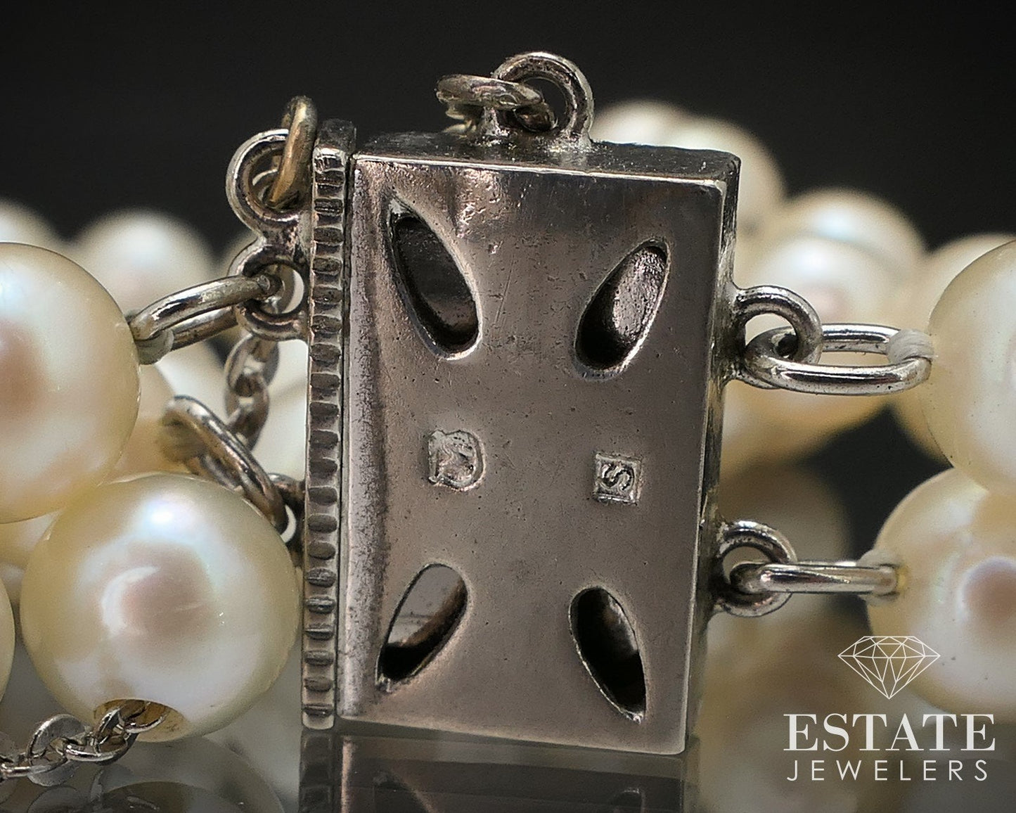 Vintage Sterling Silver Mikimoto 5.5mm Akoya Pearl Bracelet 7"L i17021