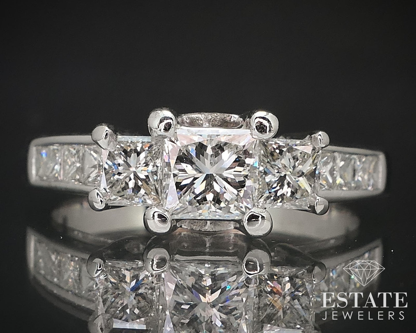 14k White Gold Princess Natural 1.29ctw Diamond Engagement Ring 5.1g i17038