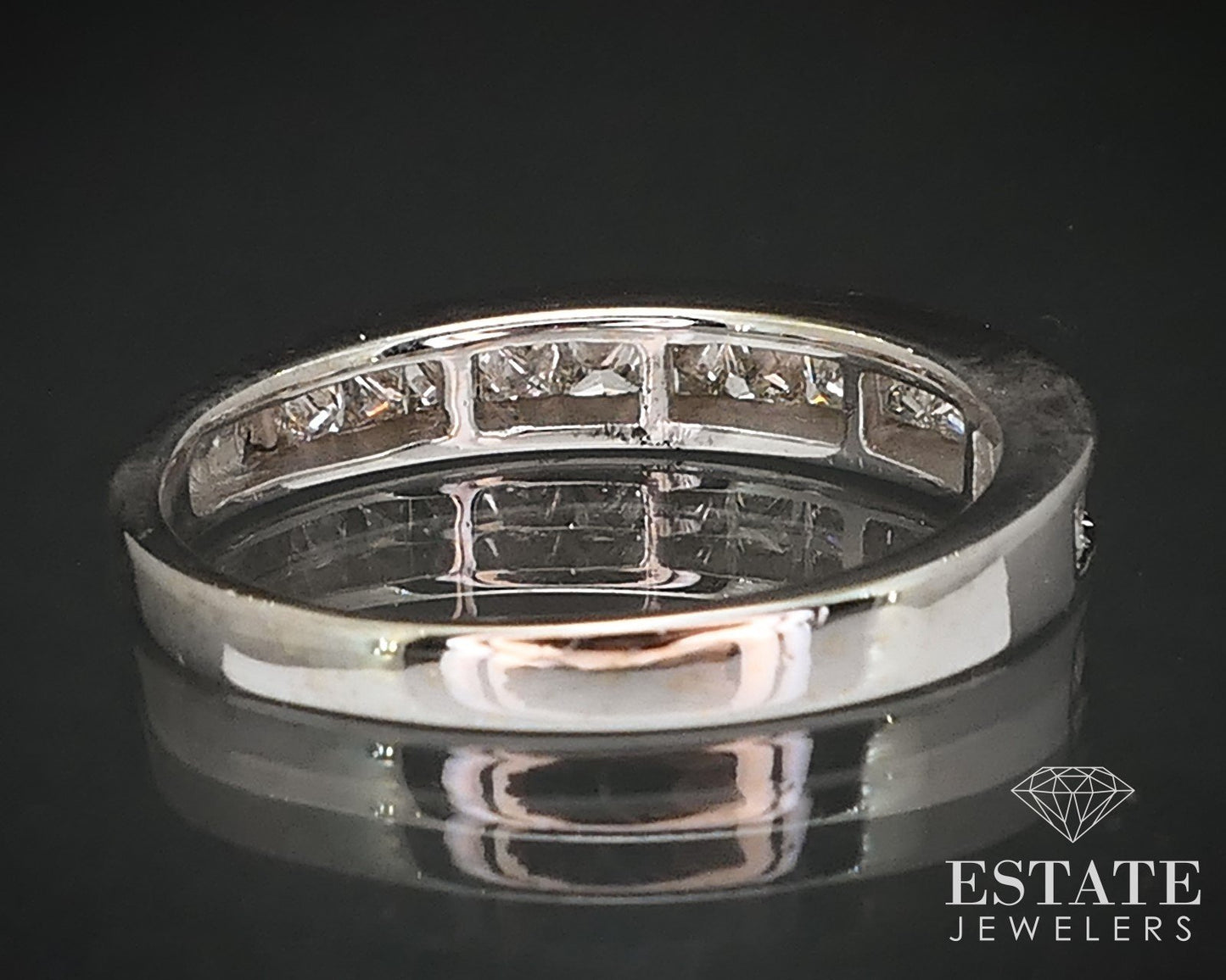 14k White Gold Princess Natural .75ctw Diamond Ladies Wedding Band 3.1g i17034