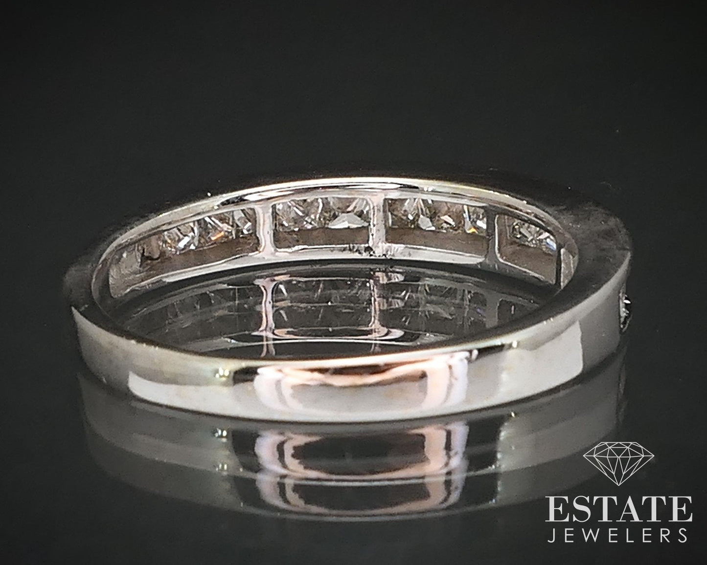 14k White Gold Princess Natural .75ctw Diamond Ladies Wedding Band 3.1g i17034