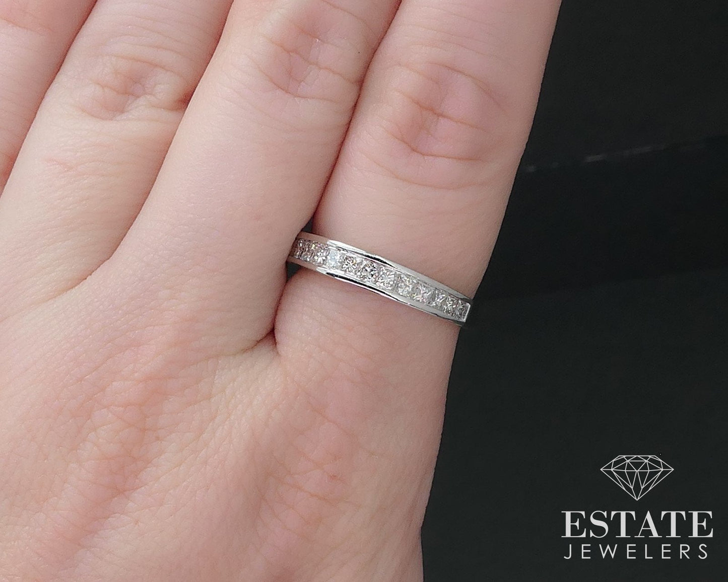 14k White Gold Princess Natural .75ctw Diamond Ladies Wedding Band 3.1g i17034