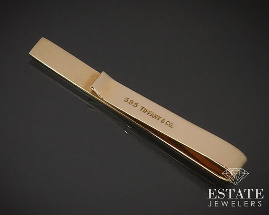 14k Yellow Gold Tiffany & Co. Smooth Tie Bar Clip 3.8g i17028